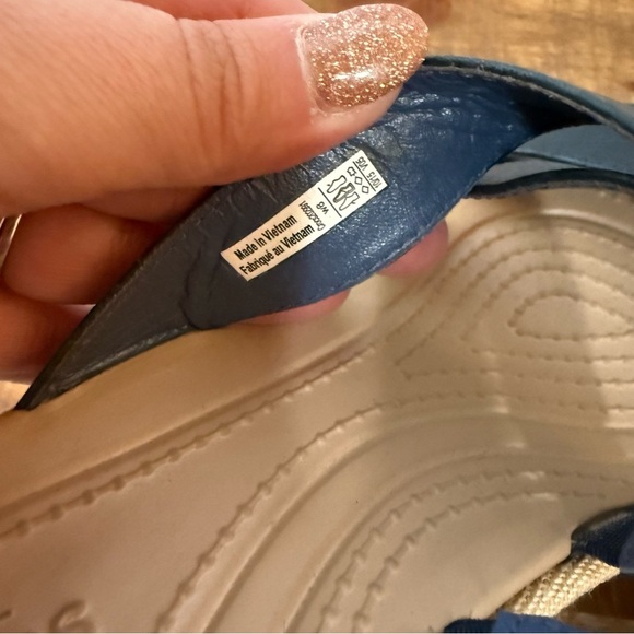 CROCS Blue A-Leigh Strappy Wedge Sandals, Women’s 8 - Picture 7 of 8
